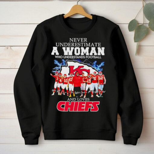 Never underestimate a woman who understand football and loves Kansas City Chiefs football hoodie, sweater, longsleeve, shirt v-neck, t-shirt