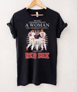 Never underestimate a woman who understands baseball and loves Red Sox famous player signatures shirt
