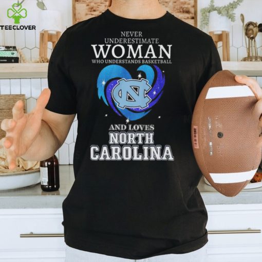 Never underestimate a woman who understands baseball and loves north Carolina tar heels heart 2023 hoodie, sweater, longsleeve, shirt v-neck, t-shirt