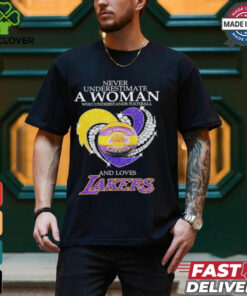 Never underestimate a woman who understands basketball and love Los Angles Lakers diamond heart 2025 T shirt