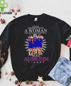 Never underestimate a woman who understands basketball and loves Auburn Tigers 10 4 2 signatures shirt