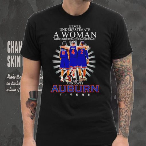 Never underestimate a woman who understands basketball and loves Auburn Tigers 10 4 2 signatures hoodie, sweater, longsleeve, shirt v-neck, t-shirt