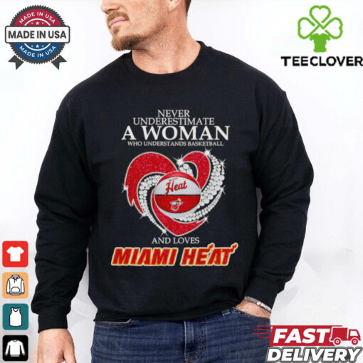 Never underestimate a woman who understands basketball and loves Miami Heat shirt