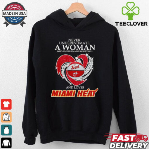 Never underestimate a woman who understands basketball and loves Miami Heat shirt