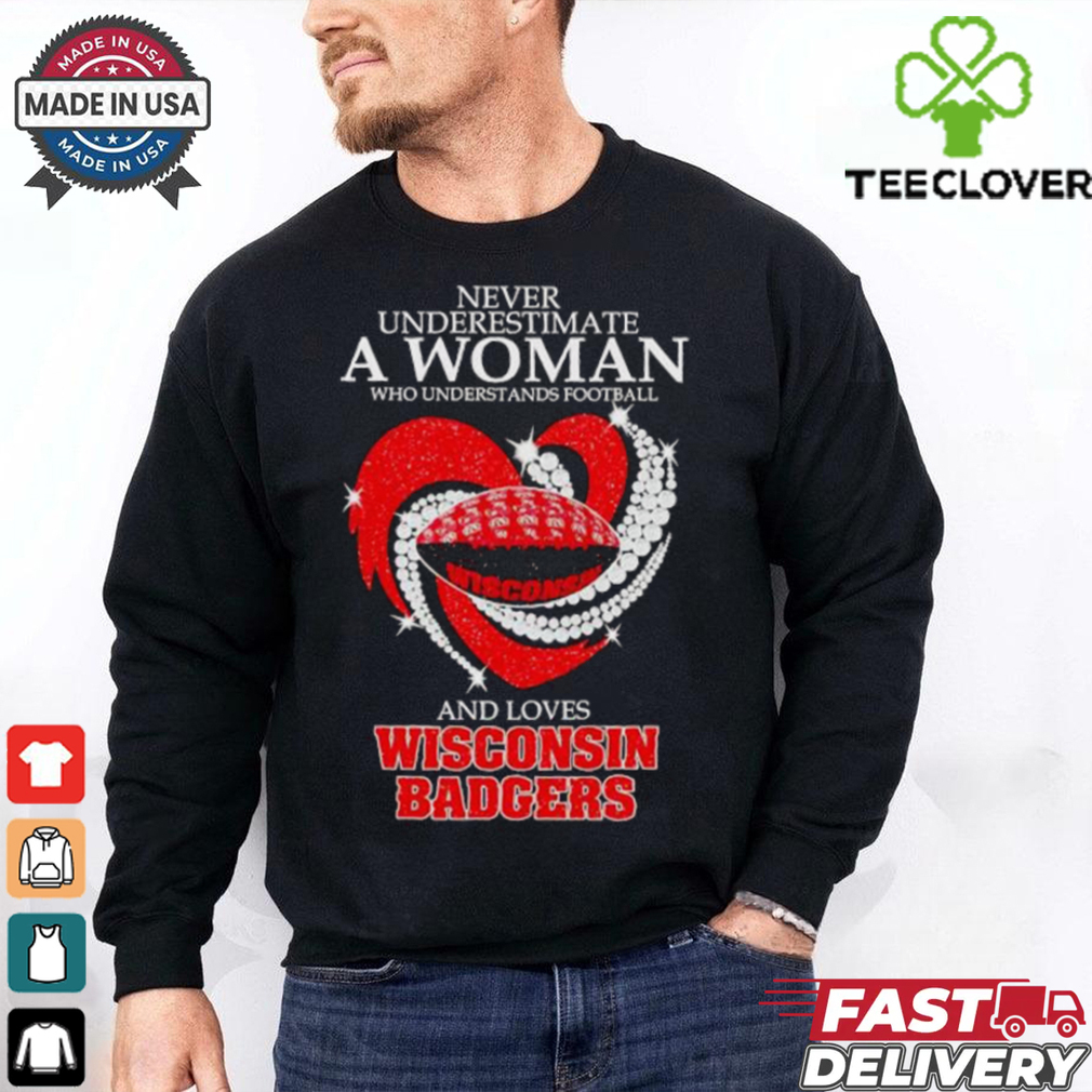 Never underestimate a woman who understands football and love Wisconsin Badgers shirt Never underestimate a woman who understands football and love Wisconsin Badgers shirt