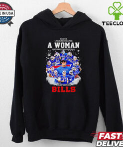 Never underestimate a woman who understands football and loves Buffalo Bills signatures shirt