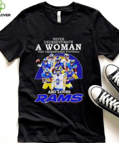 Never underestimate a woman who understands football and loves Los Angeles Rams 2022 hoodie, sweater, longsleeve, shirt v-neck, t-shirt