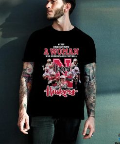 Never underestimate a woman who understands football and loves Nebraska Corn Huskers shirt 3 Never underestimate a woman who understands football and loves Nebraska Corn Huskers shirt