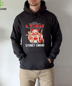 Never underestimate a woman who understands football and loves Sydney Swans 2022 hoodie, sweater, longsleeve, shirt v-neck, t-shirt