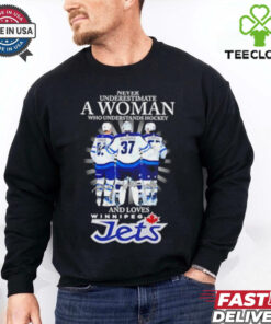 Never underestimate a women who understands hockey and love Winnipeg Jets shirt