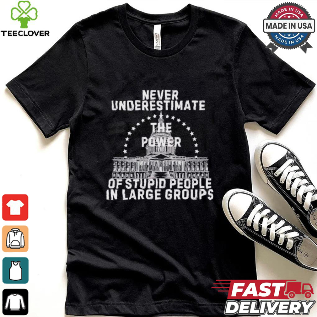 Never underestimate the power of stupid people in large groups shirt Never underestimate the power of stupid people in large groups shirt
