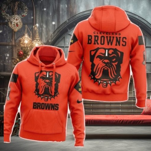 New Cleveland Browns Nfl Salute To Service New Logo 3d Hoodie