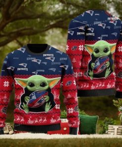 New England Patriot Baby Yoda For American Football Fans Christmas Ugly Sweater Party