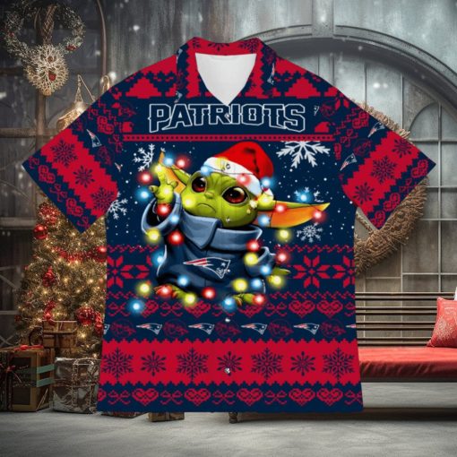 New England Patriots Baby Yoda Star Wars Sports Football Christmas Pattern 3D Hawaiian Shirt