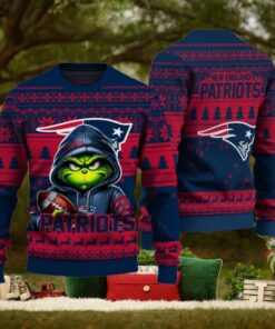 New England Patriots Christmas Grinch Knitted Sweater