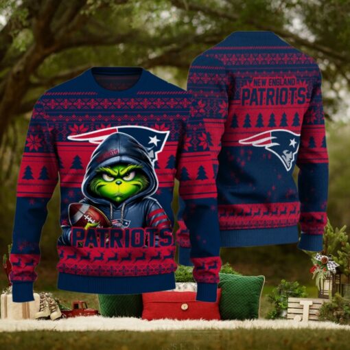 New England Patriots Christmas Grinch Knitted Sweater