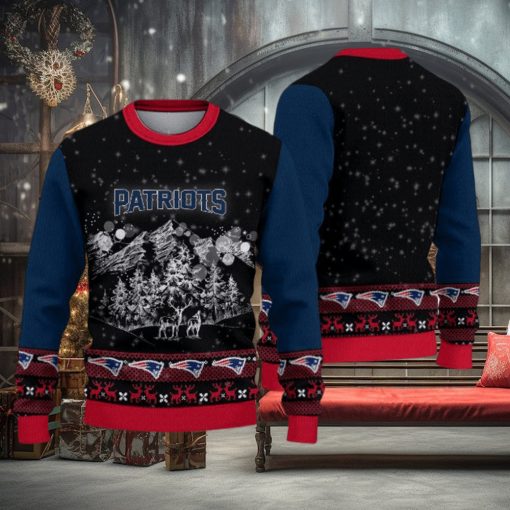 New England Patriots Christmas Mountain Knitted Sweater Gift For Men And Women