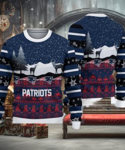 New England Patriots Christmas Reindeers Pattern Knitted Ugly Christmas Sweater AOP Gift For Men And Women