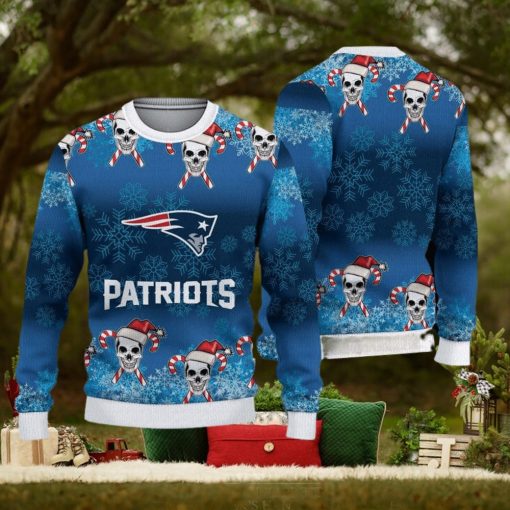 New England Patriots Christmas Skull 3D Bauble Knitted Sweater For Winter