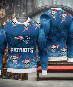 New England Patriots Christmas Skull 3D Bauble Knitted Sweater For Winter