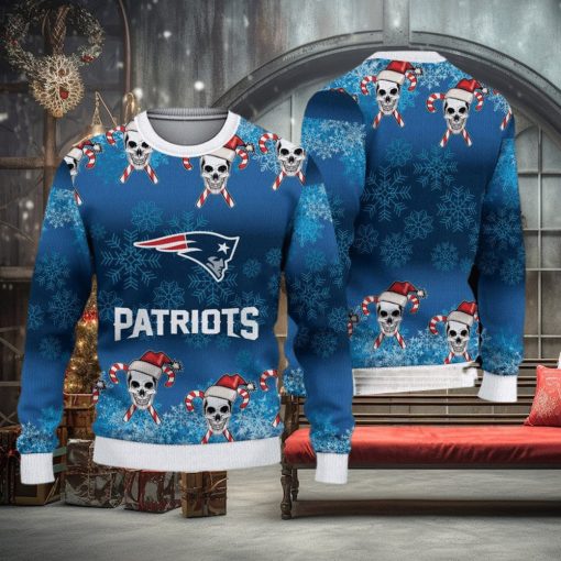 New England Patriots Christmas Skull 3D Bauble Knitted Sweater For Winter