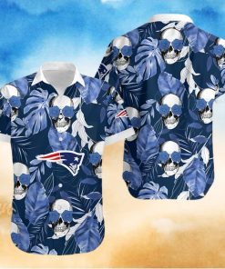 New England Patriots Coconut Leaves And Skulls Hawaiian Shirt