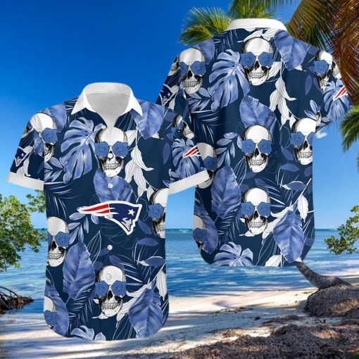 New England Patriots Coconut Leaves And Skulls Hawaiian Shirt