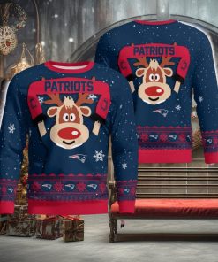 New England Patriots Cute Reindeer Ugly Christmas Sweater Christmas Party Gift
