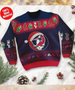 New England Patriots Grateful Dead SKull And Bears Custom Name Ugly Sweater NFL Football Christmas Shirt