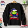 New Orleans Saints Grinch wearing Santa hat Christmas 2024 shirt