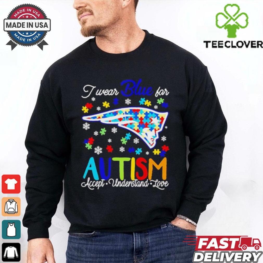 New England Patriots I wear blue for Autism accept understand love T shirt New England Patriots I wear blue for Autism accept understand love T shirt