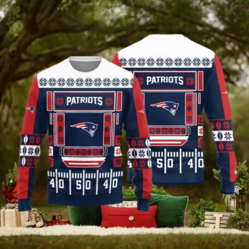 New England Patriots Logo Knitted Ball Snowfalke Pattern Ugly Christmas Sweater