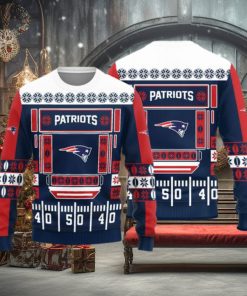 New England Patriots Logo Knitted Ball Snowfalke Pattern Ugly Christmas Sweater