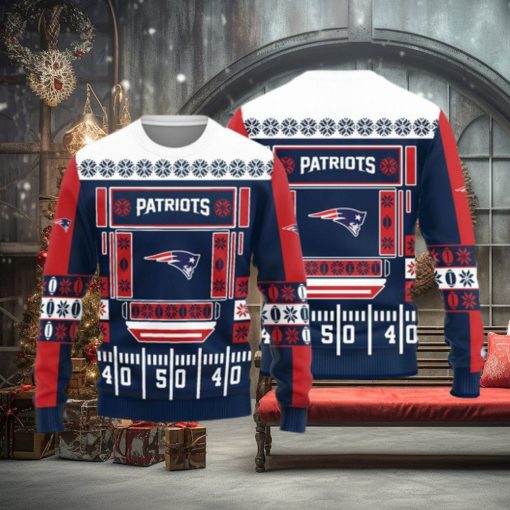 New England Patriots Logo Knitted Ball Snowfalke Pattern Ugly Christmas Sweater