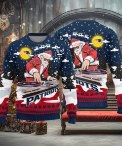New England Patriots Logo Knitted Funny DJ Santa Ugly Christmas Sweater