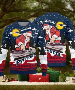New England Patriots Logo Knitted Funny DJ Santa Ugly Christmas Sweater