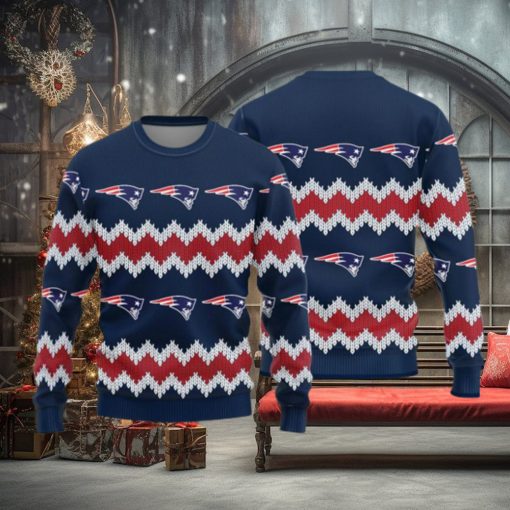 New England Patriots Logo Knitted Pattern Ugly Christmas Sweater