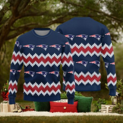 New England Patriots Logo Knitted Pattern Ugly Christmas Sweater