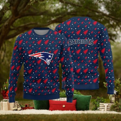 New England Patriots Logo Knitted Pine Tree Patterns Pattern Ugly Christmas Sweater