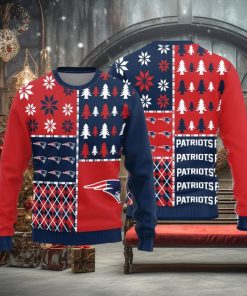 New England Patriots Logo Knitted Pine Trees Pattern Ugly Christmas Sweater