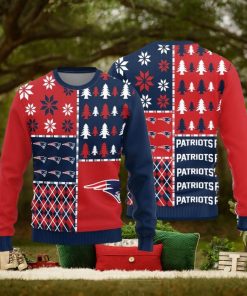 New England Patriots Logo Knitted Pine Trees Pattern Ugly Christmas Sweater
