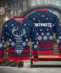 New England Patriots Logo Knitted Reindeer Ugly Christmas Sweater