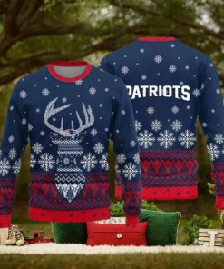 New England Patriots Logo Knitted Reindeer Ugly Christmas Sweater