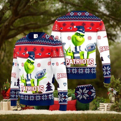 New England Patriots NFL Grinch Ugly Christmas Sweater Xmas 3D Printed Christmas Sweater Gift