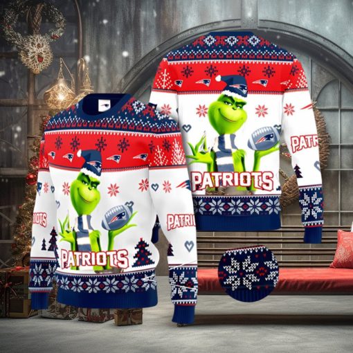 New England Patriots NFL Grinch Ugly Christmas Sweater Xmas 3D Printed Christmas Sweater Gift