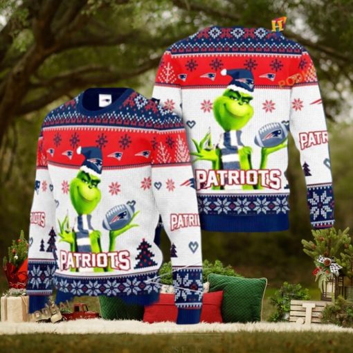 New England Patriots NFL Knit Grinch 3D Naughty Christmas Sweater