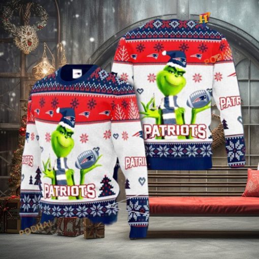 New England Patriots NFL Knit Grinch 3D Naughty Christmas Sweater