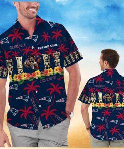 New England Patriots Name Personalized Short Sleeve Button Up Tropical Hawaiian Shirt