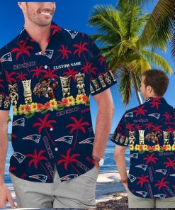 New England Patriots Name Personalized Short Sleeve Button Up Tropical Hawaiian Shirt