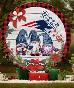 New England Patriots Nfl Cute Gnome Christmas Ornament Custom Name